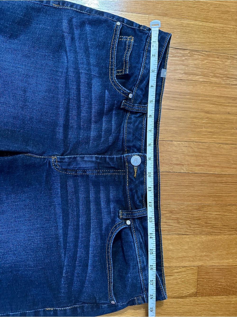 LC Lauren Conrad Size 14 Dark Blue Denim Shorts with Gold Stitching - Picture 3 of 5